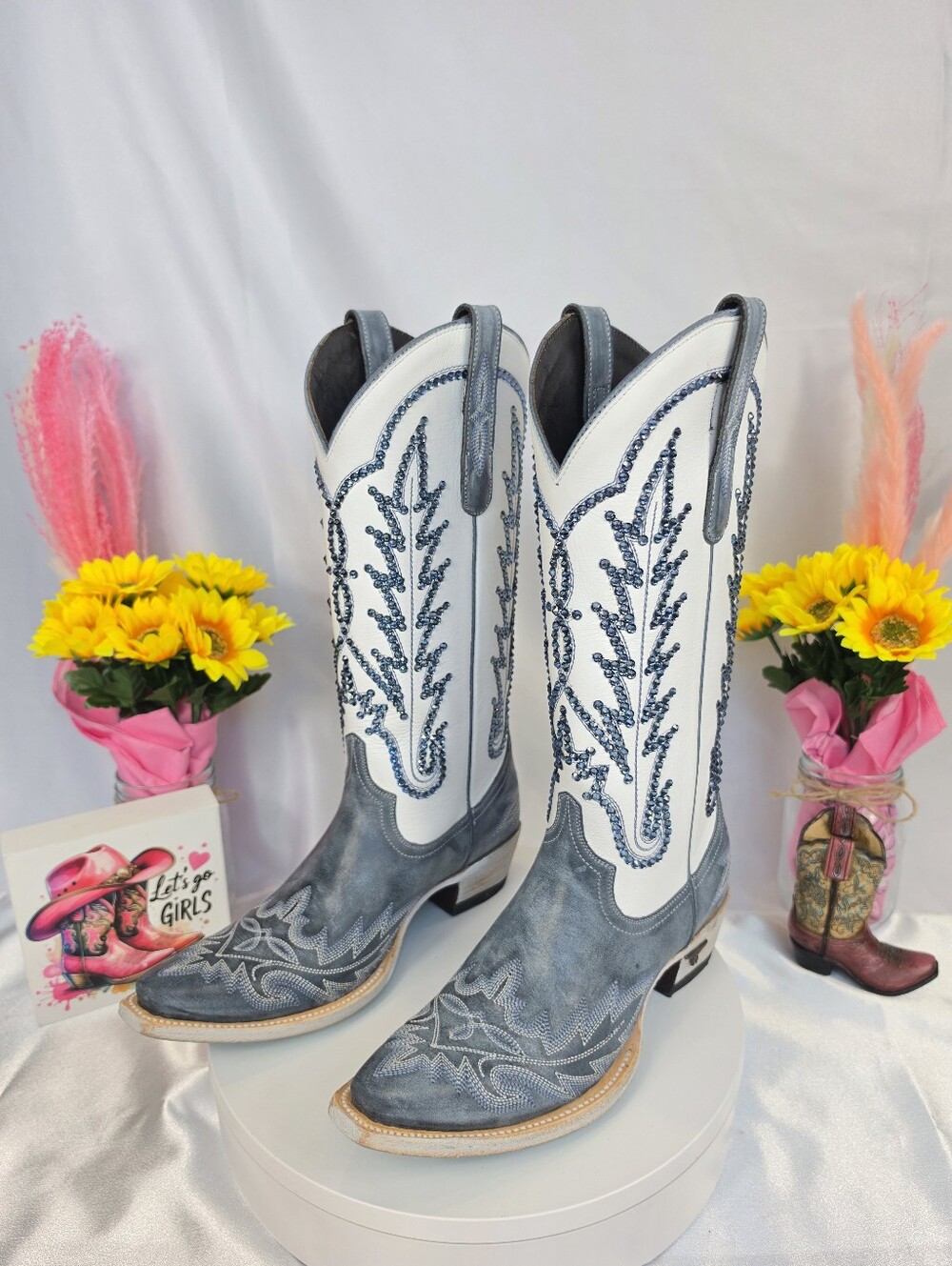 New LANE Lexington Cowgirl Boots W/ SWAROVSKI Crystals 7.5 - Picture 8 of 11